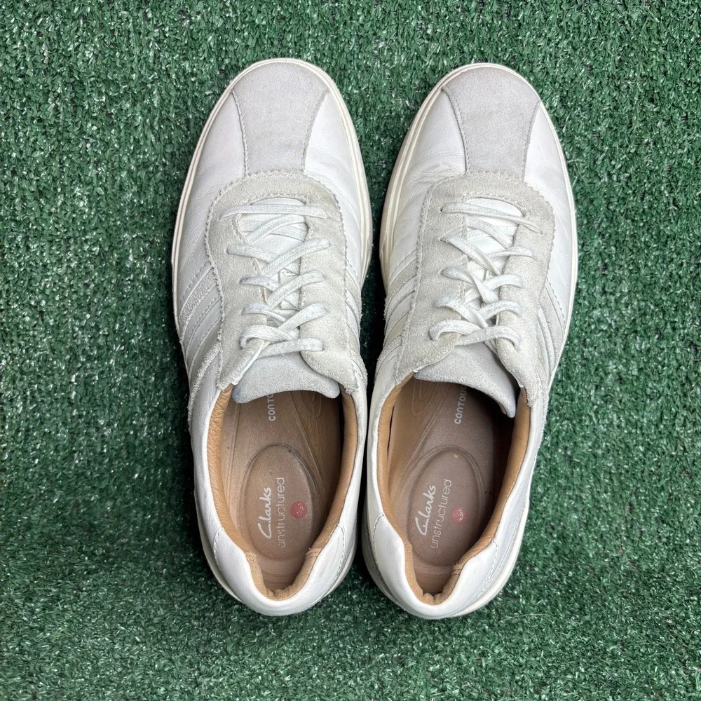 Clarks Unstructured Un Costa Band Leather Suede Casual Sneaker White Mens Size 8